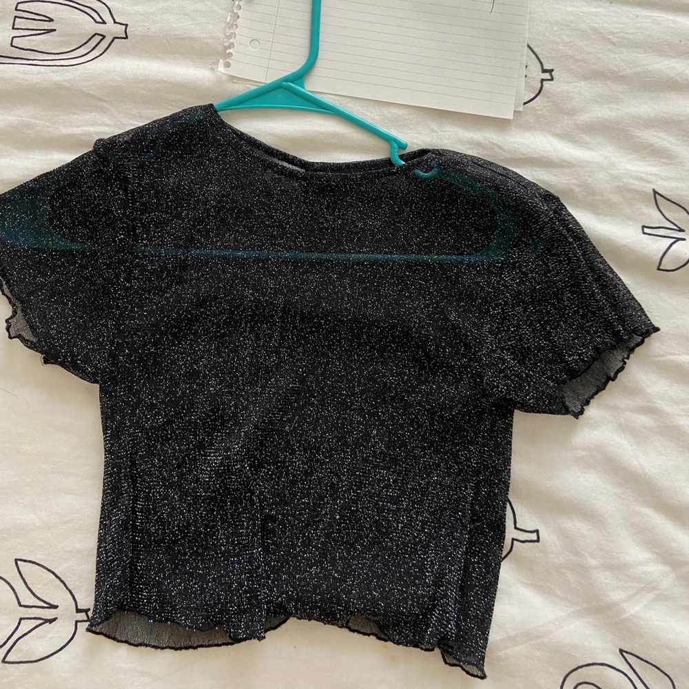 Glitter mesh crop top